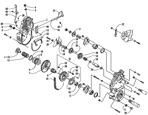 DRIVE/REVERSE DROPCASE ASSEMBLY