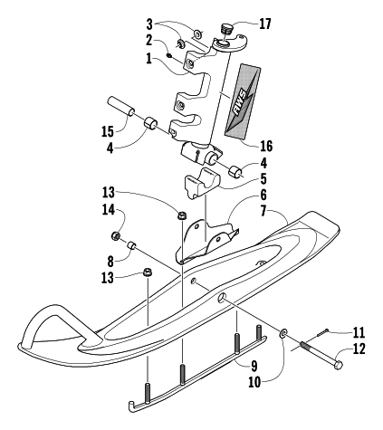 SKI AND SPINDLE ASSEMBLY