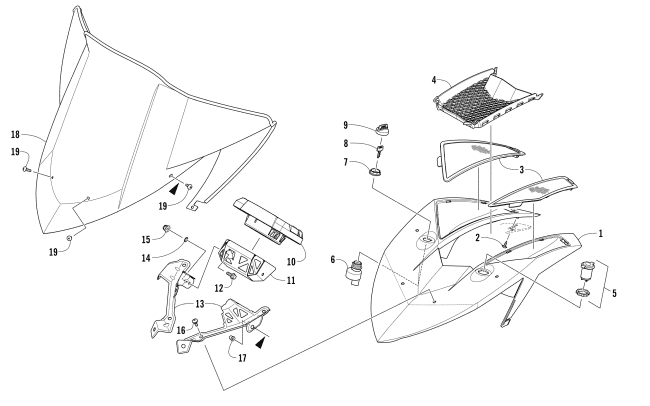 WINDSHIELD AND INSTRUMENTS ASSEMBLIES