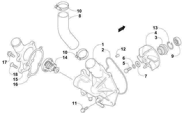 WATER PUMP AND THERMOSTAT