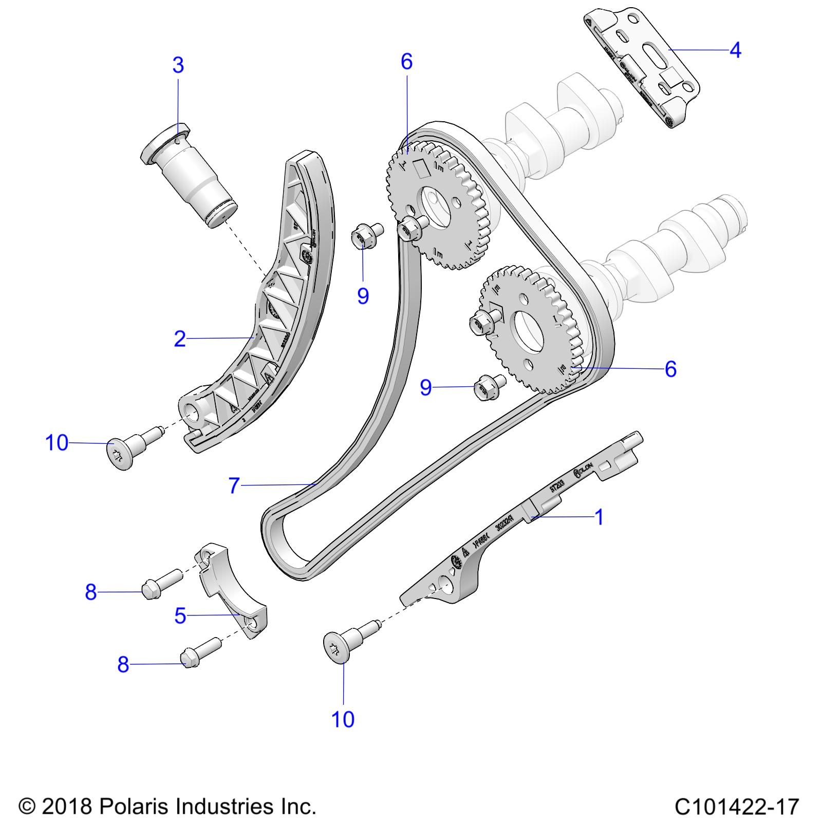ENGINE, CAM CHAIN and SPROCKET - A19SHS57CP (C101422-17)