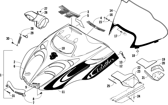 HOOD AND WINDSHIELD ASSEMBLY