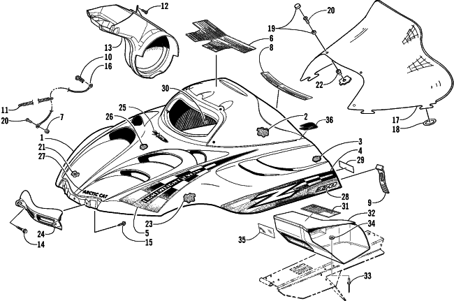 HOOD AND WINDSHIELD ASSEMBLY