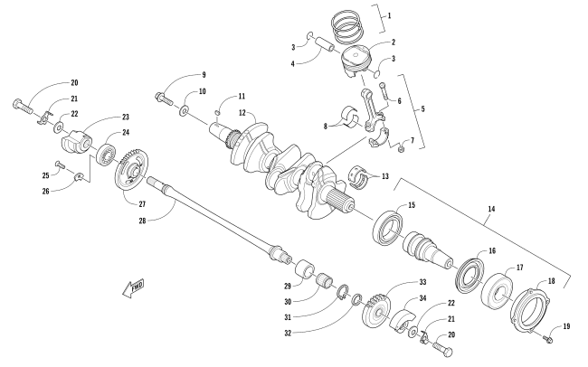 PISTON AND CRANKSHAFT ASSEMBLY