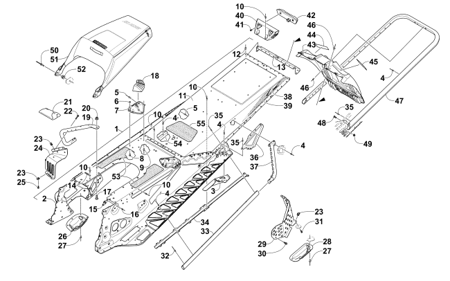 TUNNEL, REAR BUMPER, AND SNOWFLAP ASSEMBLY