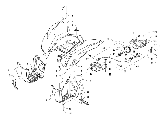 REAR BODY AND TAILLIGHT ASSEMBLY