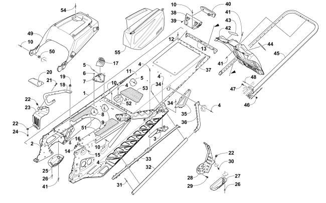 TUNNEL, REAR BUMPER, AND SNOWFLAP ASSEMBLY