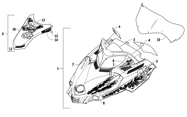 HOOD AND WINDSHIELD ASSEMBLY