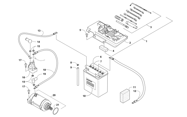 BATTERY AND STARTER ASSEMBLY