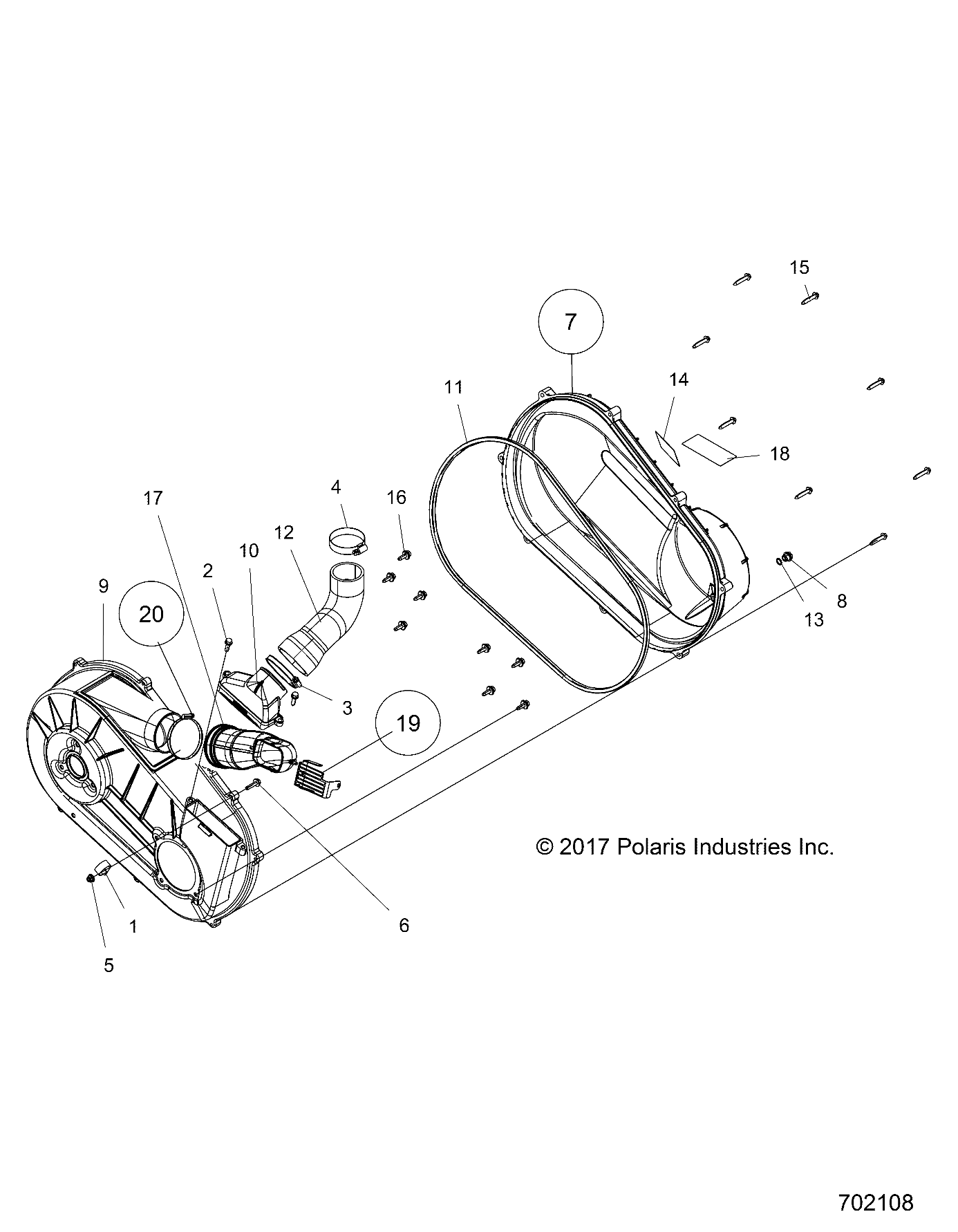 DRIVE TRAIN, CLUTCH COVER and DUCTING - R20MAA57L7 (702108)