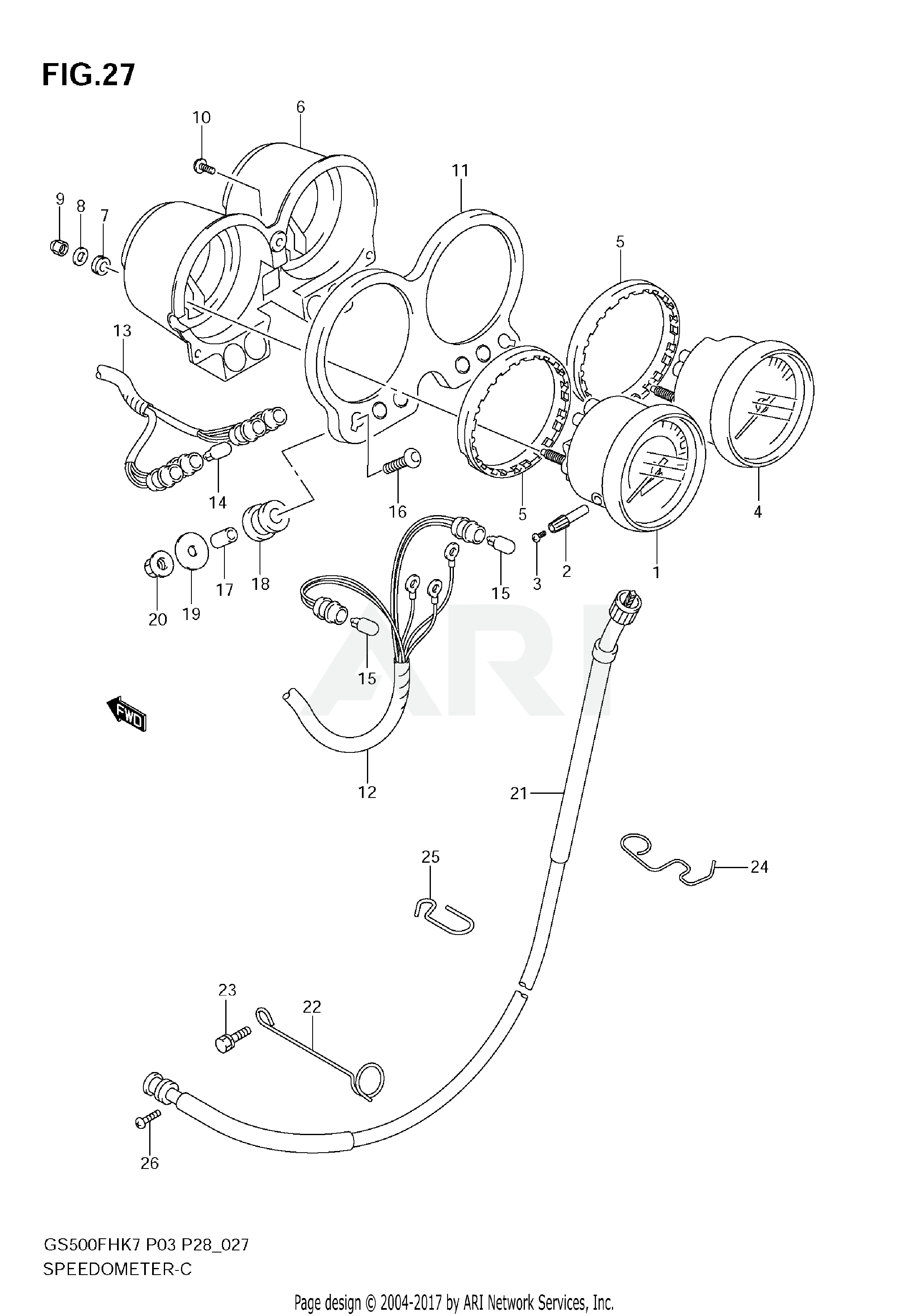 SPEEDOMETER - TACHOMETER (GS500F E3, E28, E33, E95)