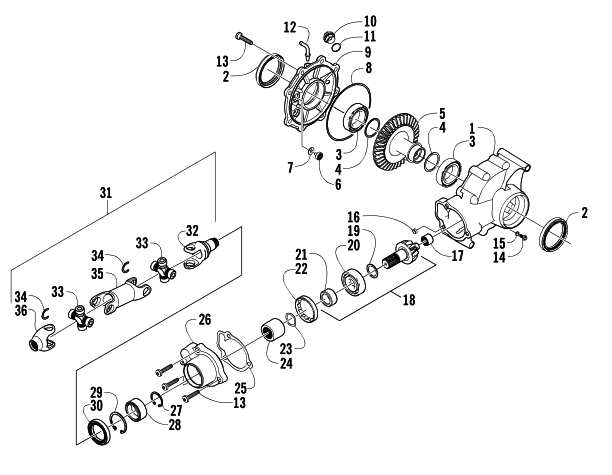 REAR DRIVE GEARCASE ASSEMBLY