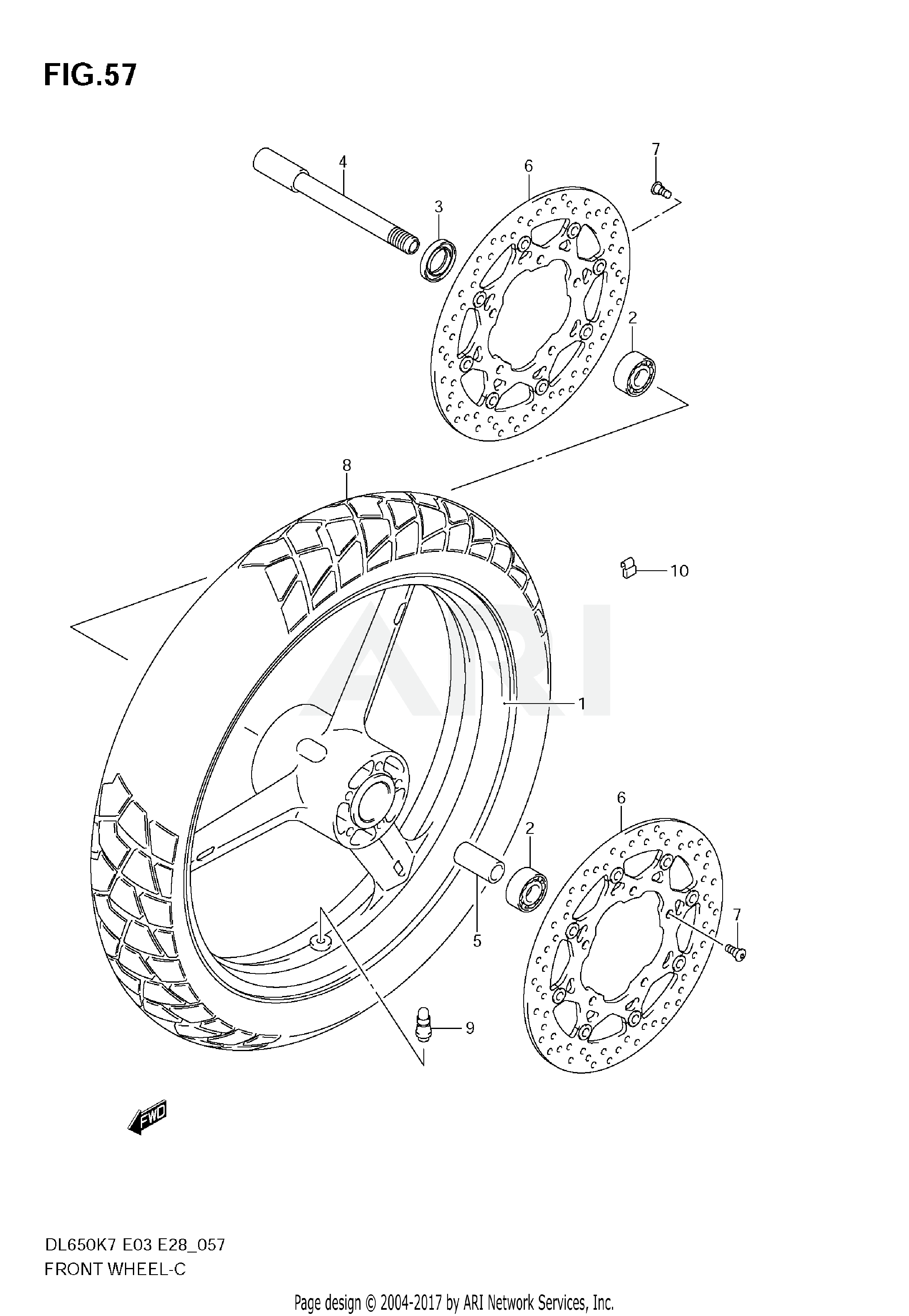 FRONT WHEEL (DL650K7/K8/K9)