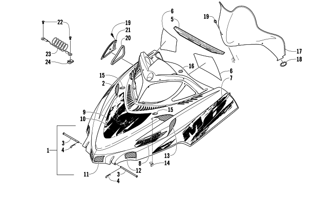 HOOD AND WINDSHIELD ASSEMBLY