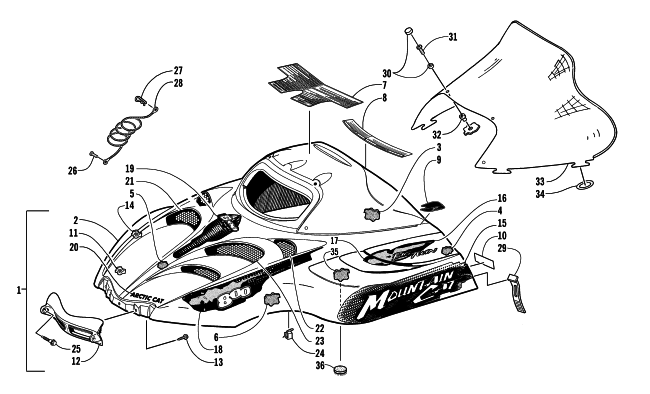 HOOD AND WINDSHIELD ASSEMBLY