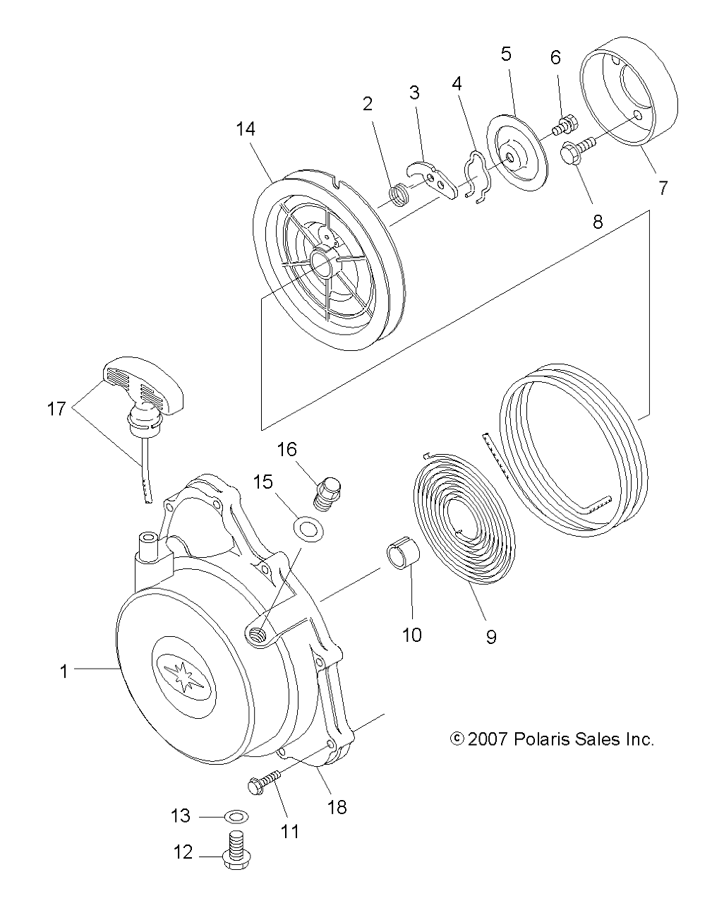 ENGINE, RECOIL STARTER - A11LB27AA (49ATVRECOIL08SP300)