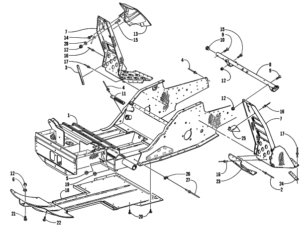 FRONT FRAME AND FOOTREST ASSEMBLY