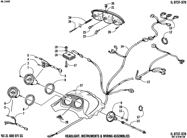 HEADLIGHT, INSTRUMENTS, AND WIRING ASSEMBLIES