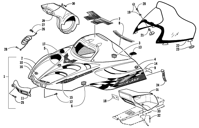 HOOD AND WINDSHIELD ASSEMBLY