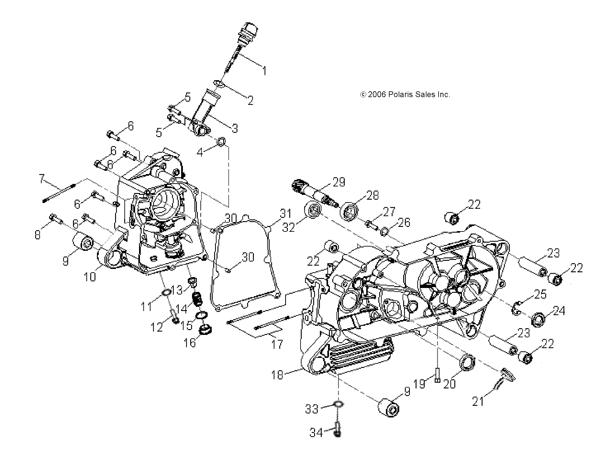 ENGINE, CRANKCASE - A09KA05AB/AD (49ATVCRANKCASE07PRED50)