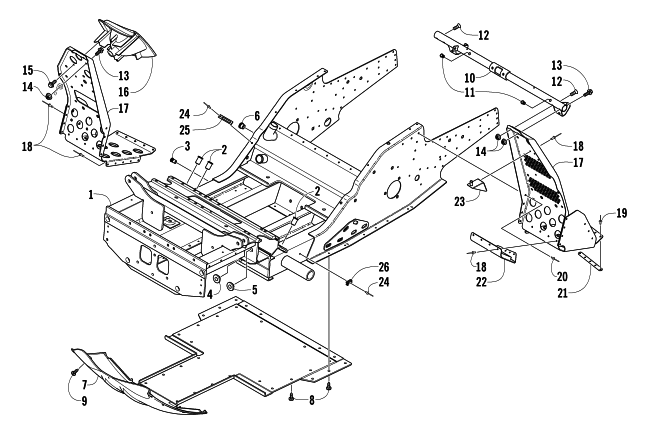 FRONT FRAME AND FOOTREST ASSEMBLY