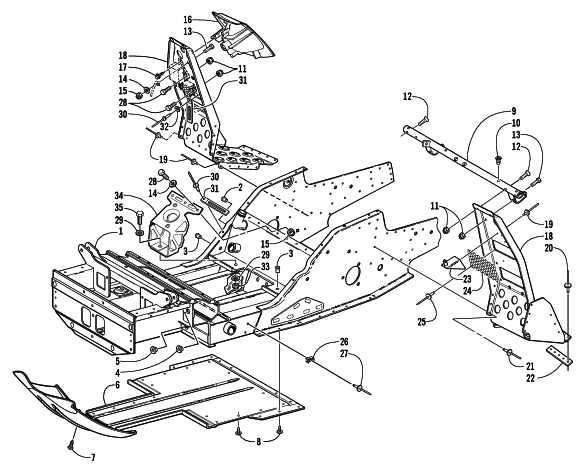 FRONT FRAME AND FOOTREST ASSEMBLY