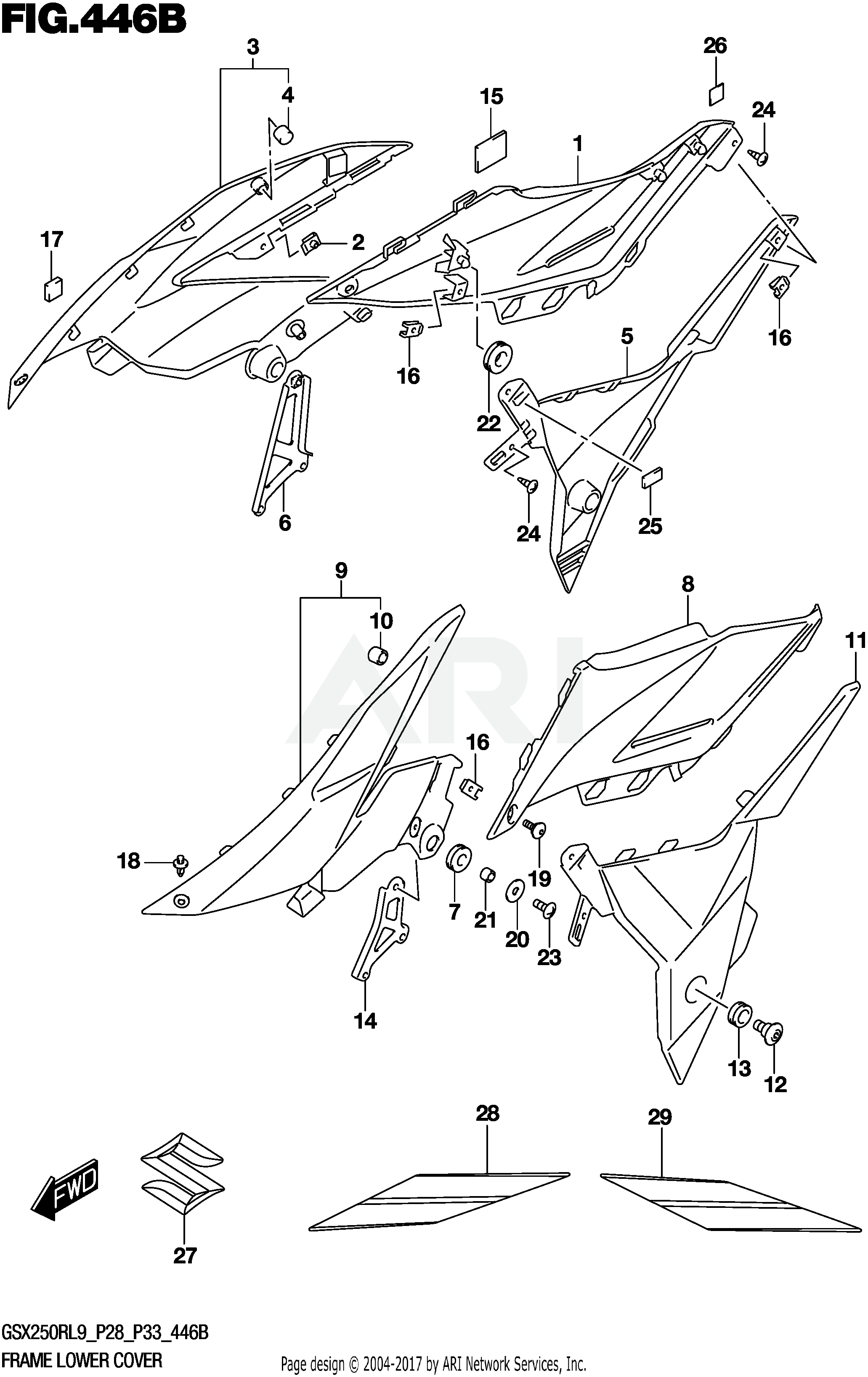 FRAME LOWER COVER (GSX250RL9 P33)