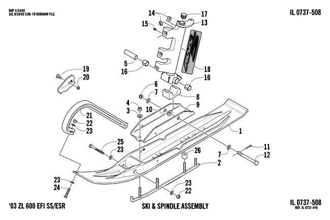 SKI AND SPINDLE ASSEMBLY