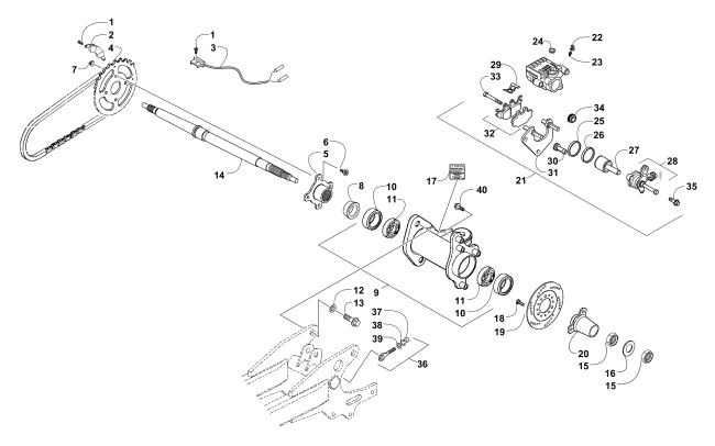 REAR AXLE AND BRAKE ASSEMBLY