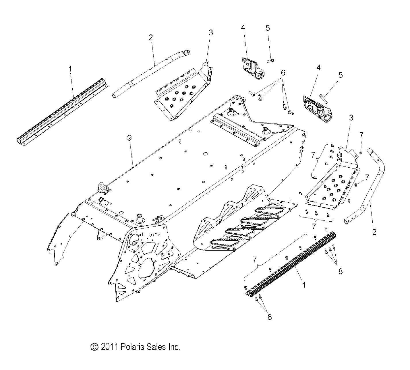 CHASSIS, TUNNEL and REAR ASM. - S13BR6GSA/GSL (49SNOWCHASSISRR12800SB)