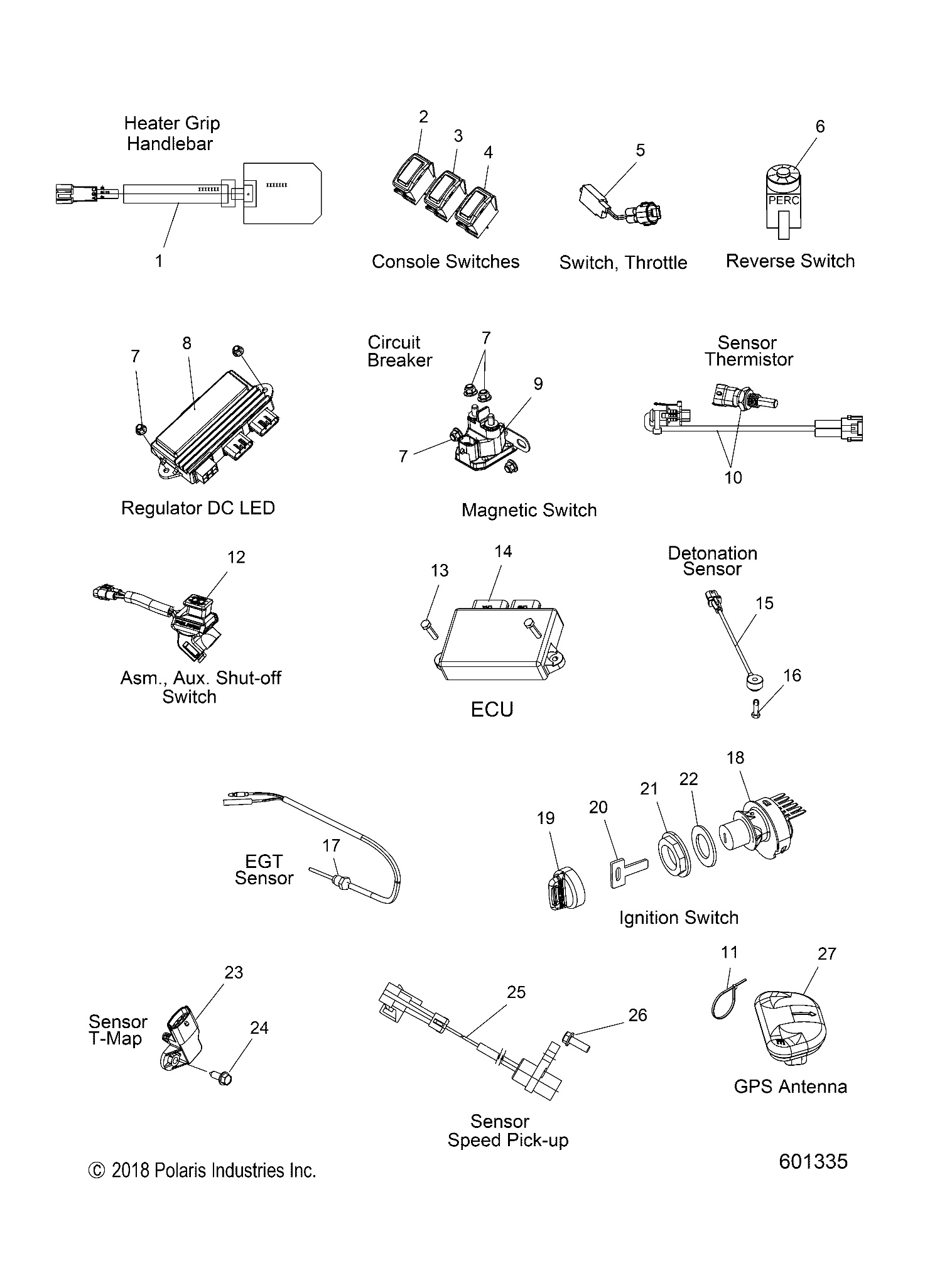 ELECTRICAL, SWITCHES, SENSORS and COMPONENTS - S19EGK8R/EGM8R ALL OPTIONS (601335)