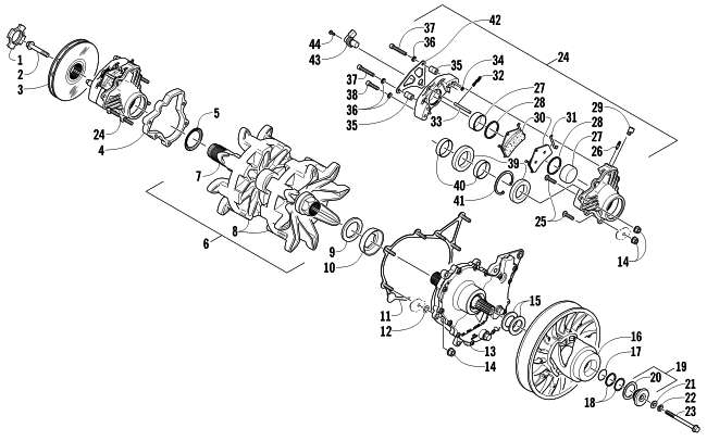 DRIVE TRAIN SHAFT AND BRAKE ASSEMBLIES