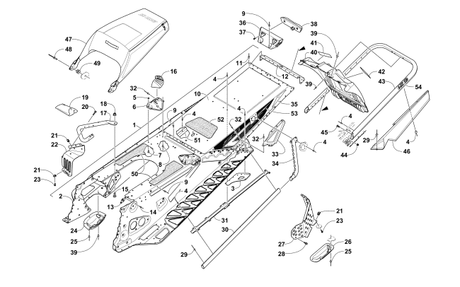 TUNNEL, REAR BUMPER, AND SNOWFLAP ASSEMBLY