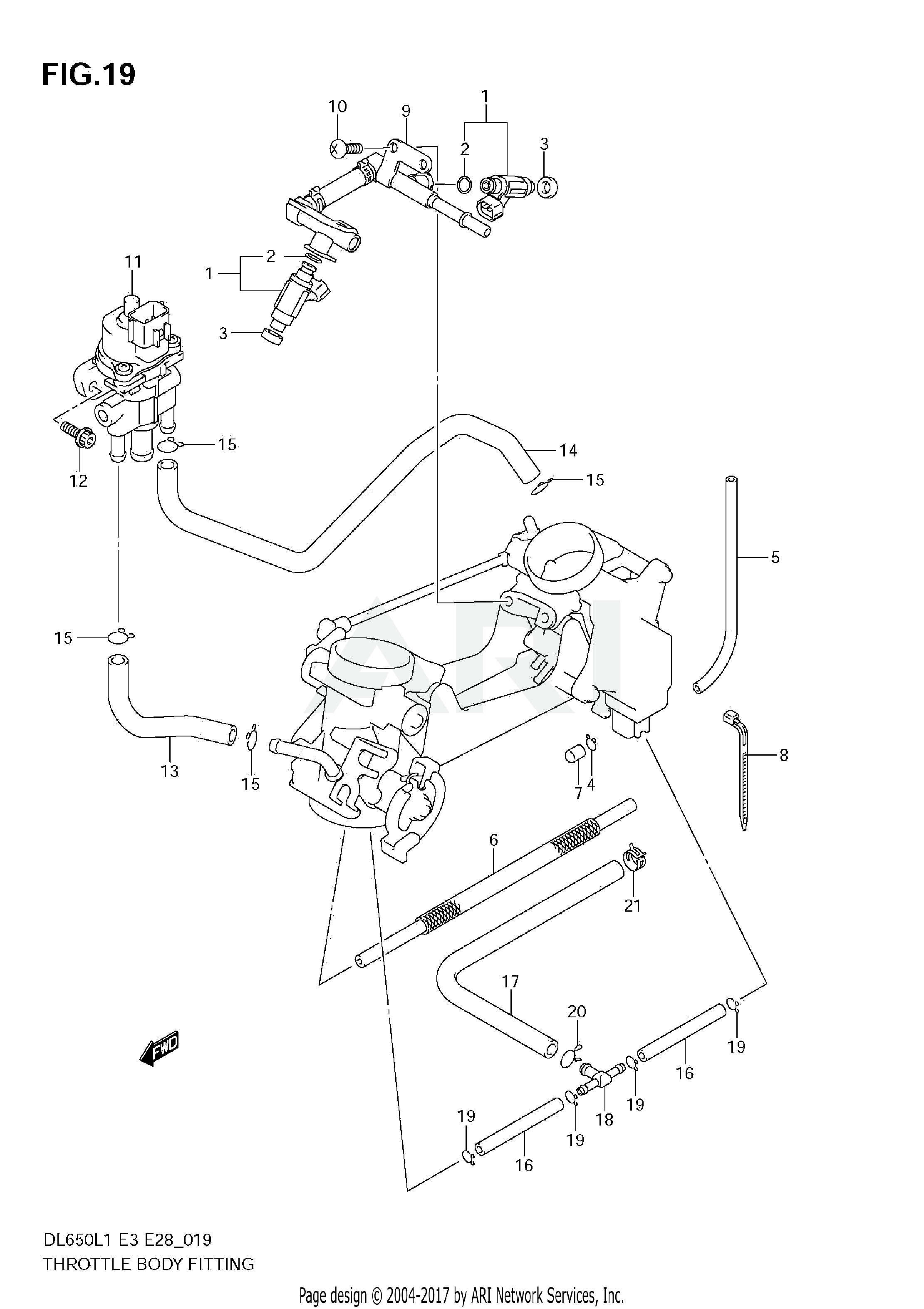 THROTTLE BODY FITTING (DL650 L1 E33)