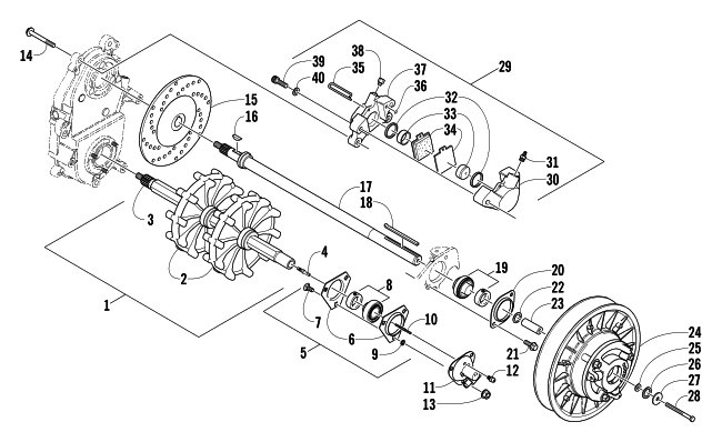 DRIVE TRAIN SHAFTS AND BRAKE ASSEMBLIES