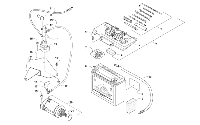 BATTERY AND STARTER ASSEMBLY