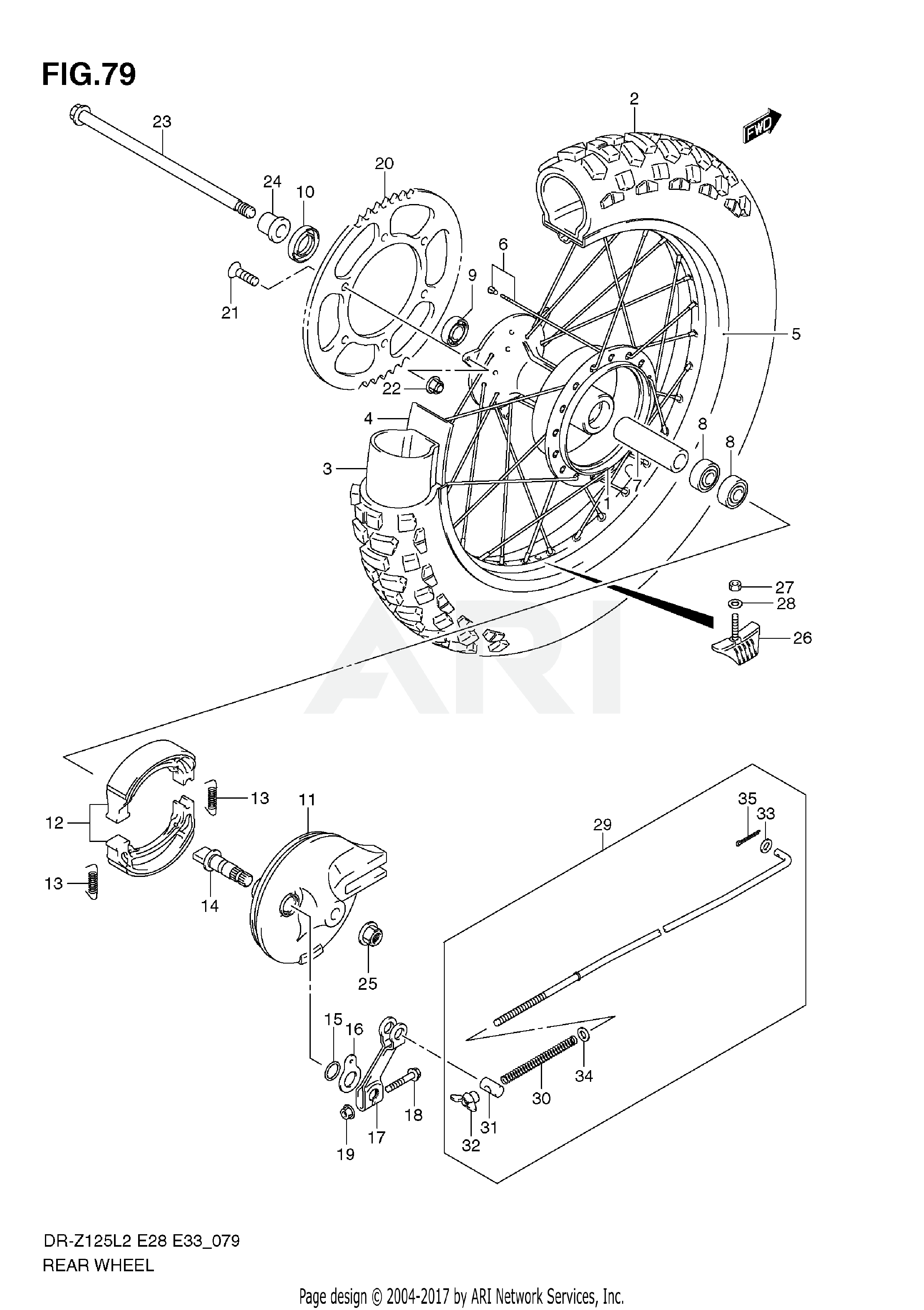 REAR WHEEL (DR-Z125 E28)