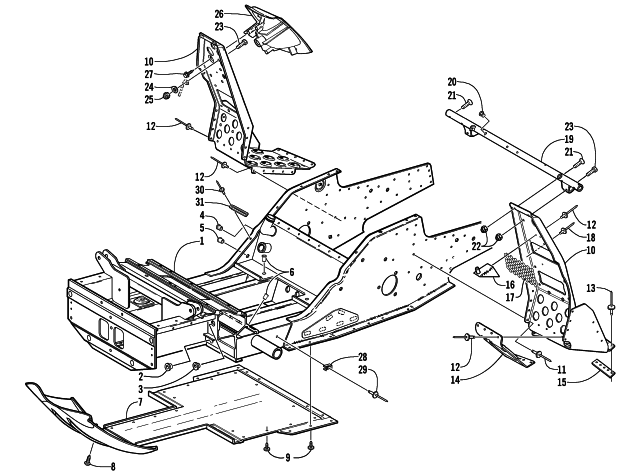 FRONT FRAME AND FOOTREST ASSEMBLY