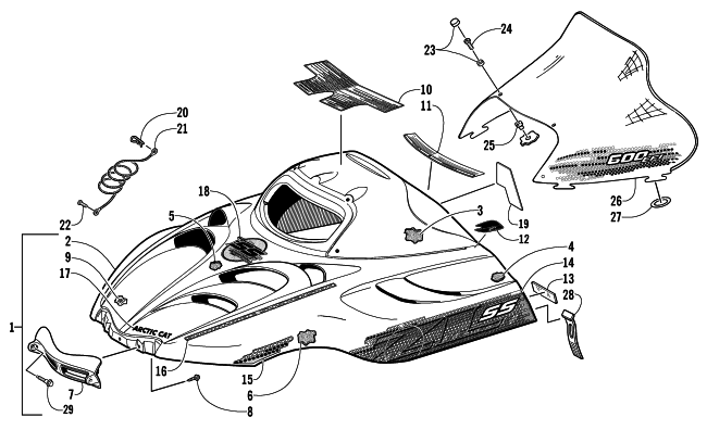 HOOD AND WINDSHIELD ASSEMBLY