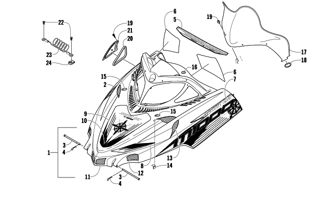 HOOD AND WINDSHIELD ASSEMBLY