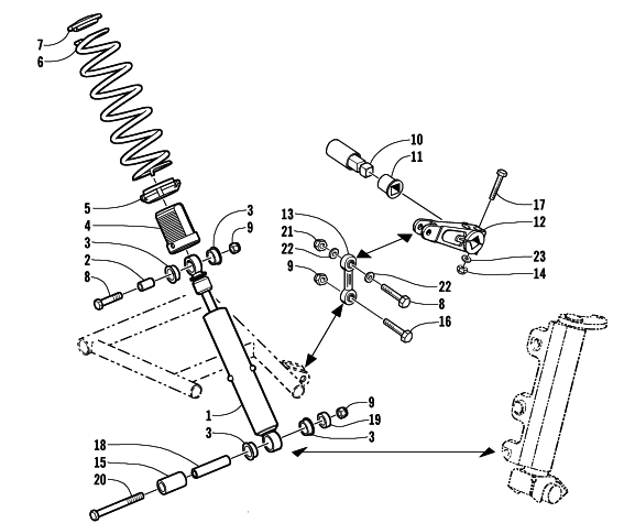 SHOCK ABSORBER AND SWAY BAR ASSEMBLY