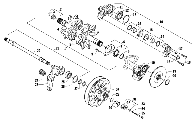 DRIVE TRAIN SHAFTS AND BRAKE ASSEMBLIES