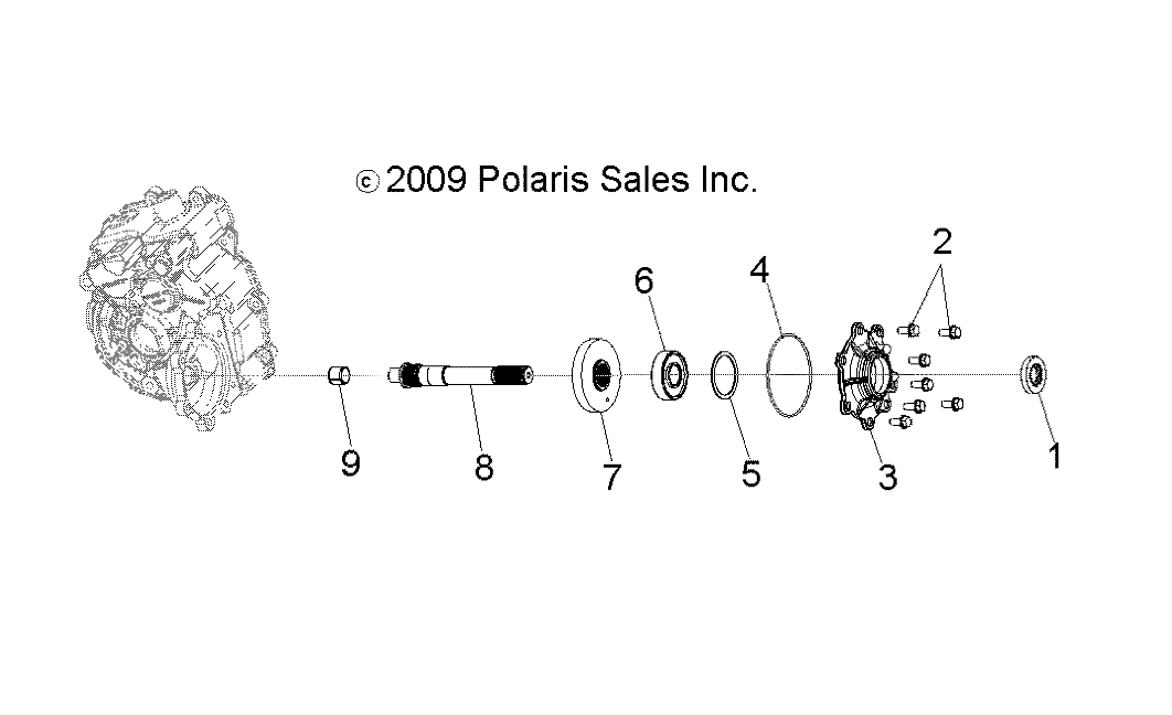 DRIVE TRAIN, MAIN GEARCASE OUTPUT SHAFT - A11NG50FA (49ATVSHAFTOUTPUT1332729)