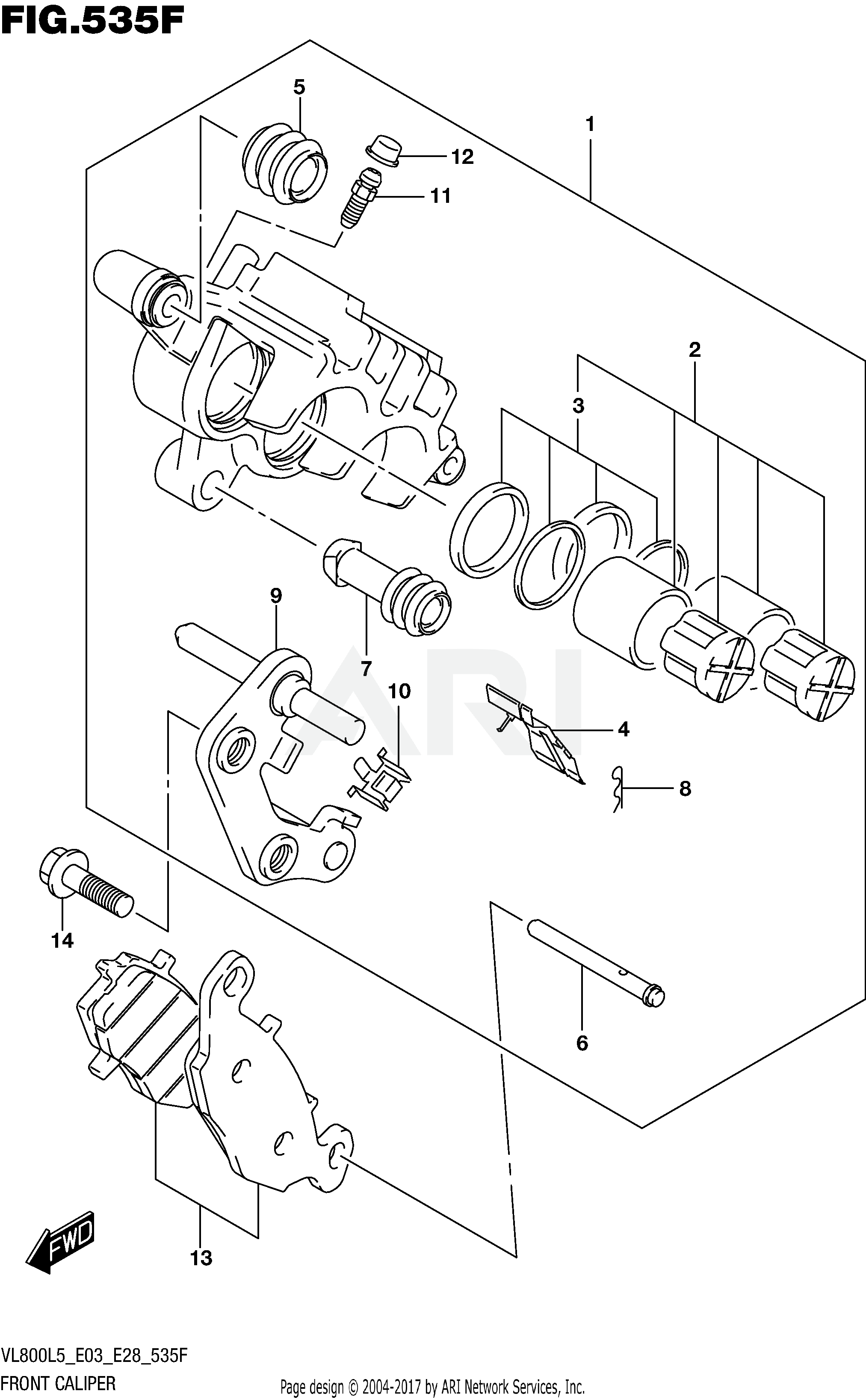 FRONT CALIPER (VL800BL5 E28)