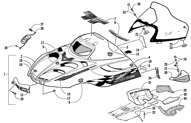 HOOD AND WINDSHIELD ASSEMBLY