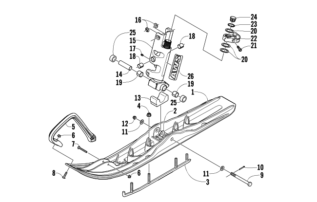 SKI AND SPINDLE ASSEMBLY