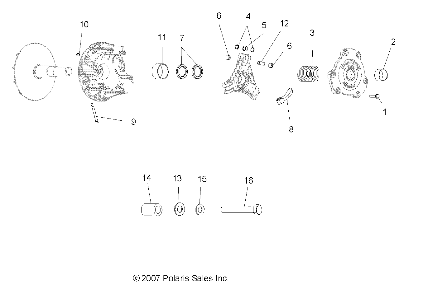 DRIVE TRAIN, PRIMARY CLUTCH - A11MB46FZ (49ATVCLUTCH08SP500)