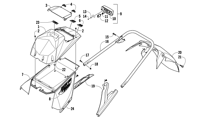 REAR BUMPER, STORAGE BOX, AND TAILLIGHT ASSEMBLY