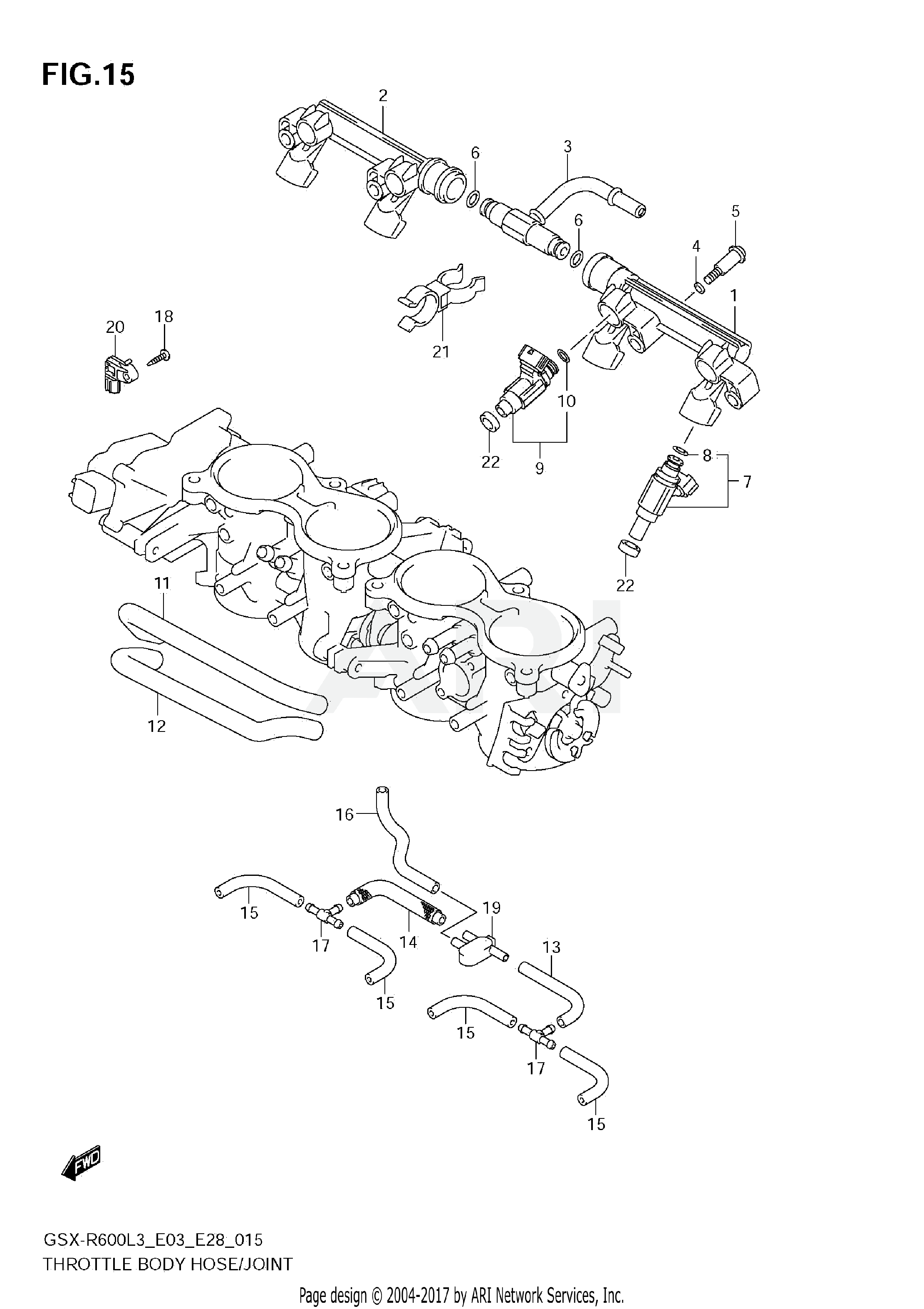 THROTTLE BODY HOSE/JOINT (GSX-R600L3 E28)