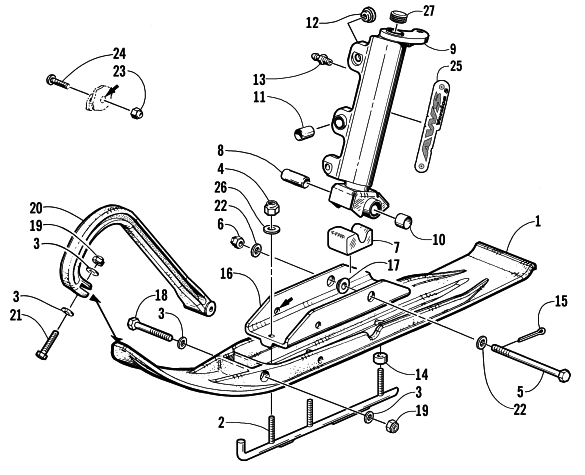 SKI AND SPINDLE ASSEMBLY